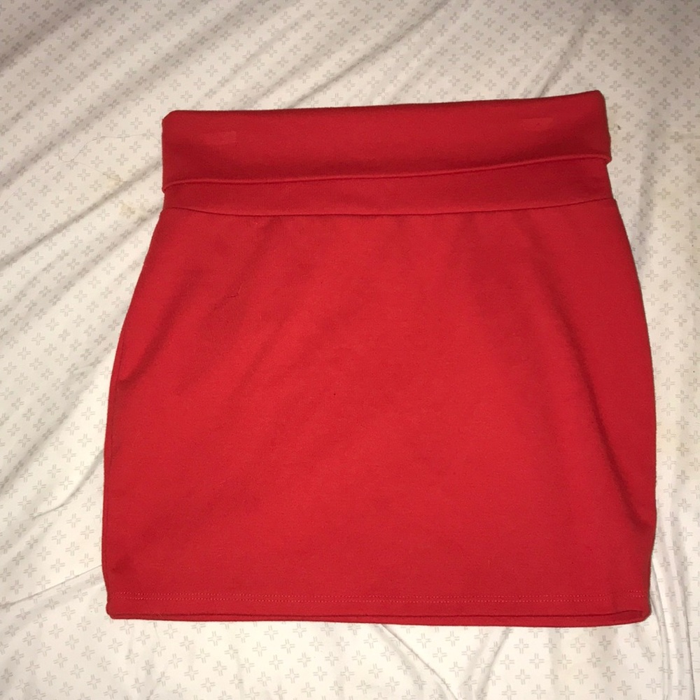 women’s red mini skirt